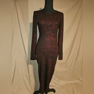 Chelsea & Violet Burgundy and black long sleeve dress Size Small